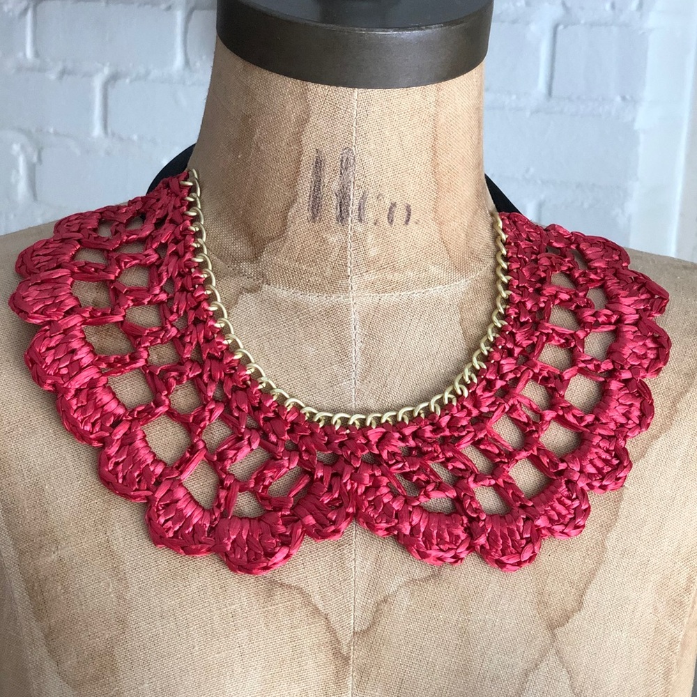 Collar Coal Crocheted Bib Necklace